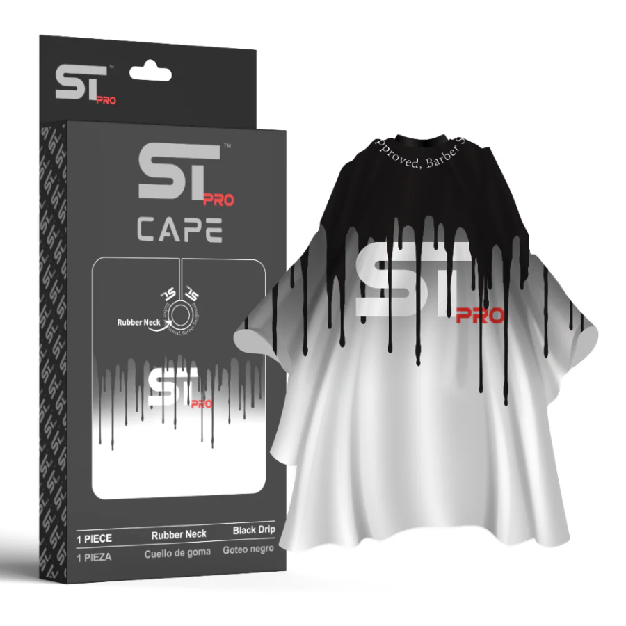 Pro Barber Cape — Rubber Neck Series - Black Drip
